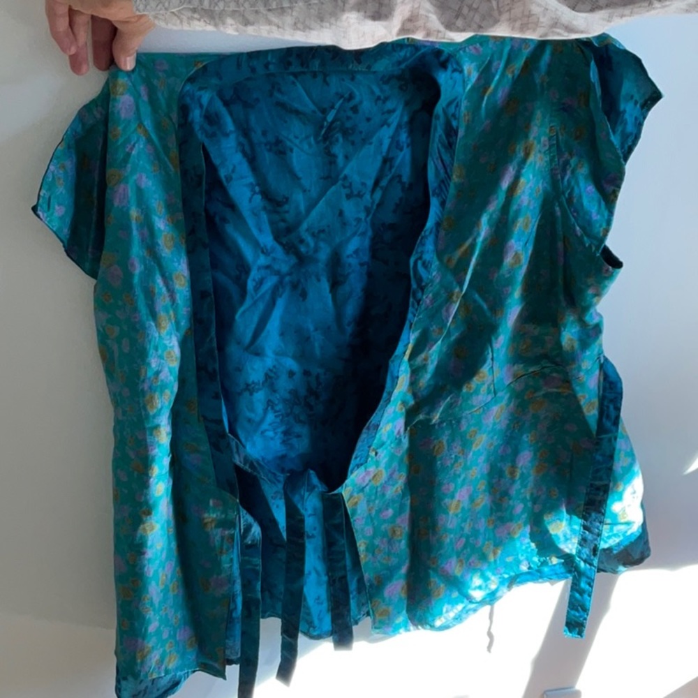 Silk reversible blouse, wrap top